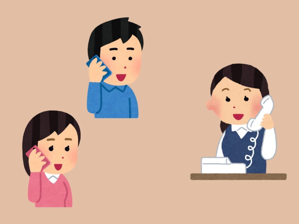 電話で相談しているお客さんとコンシェルジュ